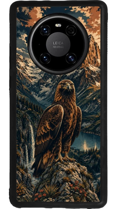 Huawei Mate 40 Pro Case Hülle - Silikon schwarz Linocut Steinadler