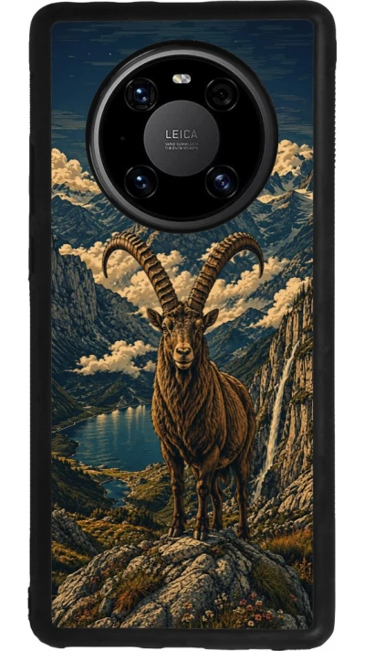 Huawei Mate 40 Pro Case Hülle - Silikon schwarz Linocut Steinbock