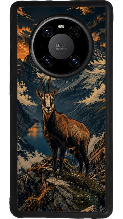Huawei Mate 40 Pro Case Hülle - Silikon schwarz Linocut Gämse