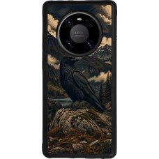 Huawei Mate 40 Pro Case Hülle - Silikon schwarz Linocut Grosser Rabe