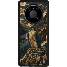 Huawei Mate 40 Pro Case Hülle - Silikon schwarz Linocut Wanderfalke
