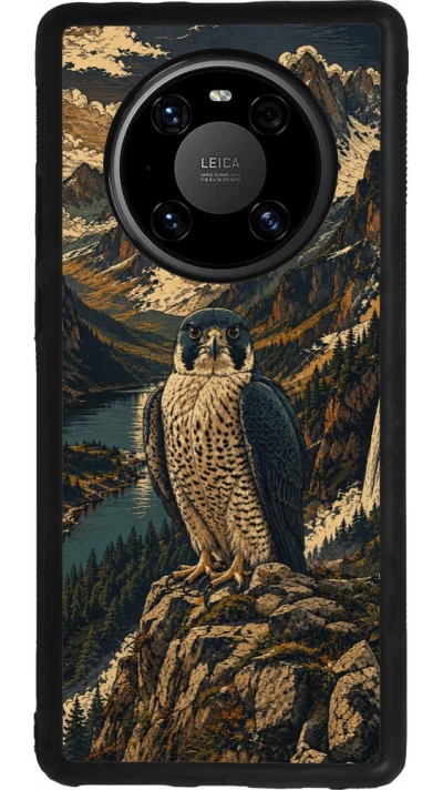 Huawei Mate 40 Pro Case Hülle - Silikon schwarz Linocut Wanderfalke
