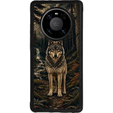 Huawei Mate 40 Pro Case Hülle - Silikon schwarz Linocut Wold