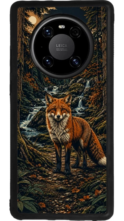 Huawei Mate 40 Pro Case Hülle - Silikon schwarz Linocut Fuchs