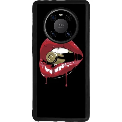 Huawei Mate 40 Pro Case Hülle - Silikon schwarz Lips bullet