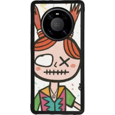Huawei Mate 40 Pro Case Hülle - Silikon schwarz Little Girl Sketch