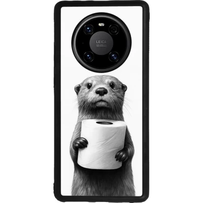 Huawei Mate 40 Pro Case Hülle - Silikon schwarz Otter Toilettenpapier