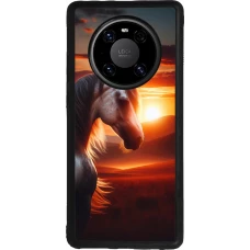 Huawei Mate 40 Pro Case Hülle - Silikon schwarz Majestätischer Sonnenuntergang Pferd