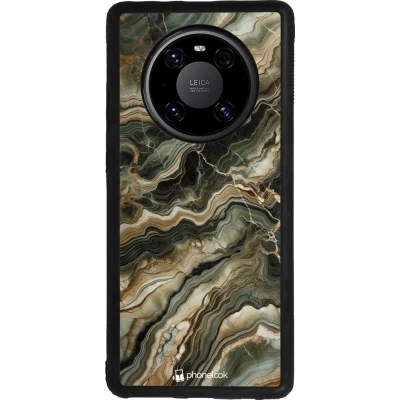 Coque Huawei Mate 40 Pro - Silicone rigide noir Marbre Olive