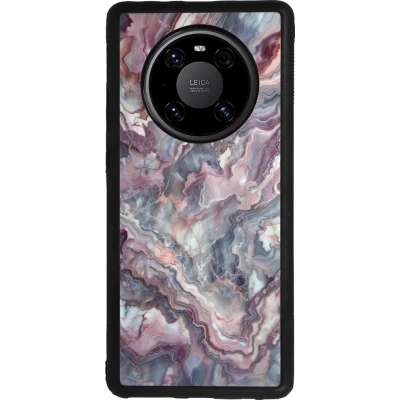 Coque Huawei Mate 40 Pro - Silicone rigide noir Marbre violette argentée