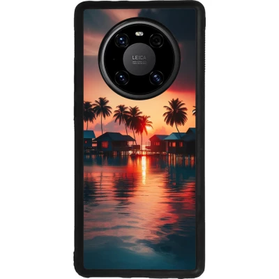 Coque Huawei Mate 40 Pro - Silicone rigide noir Paradis Maldives