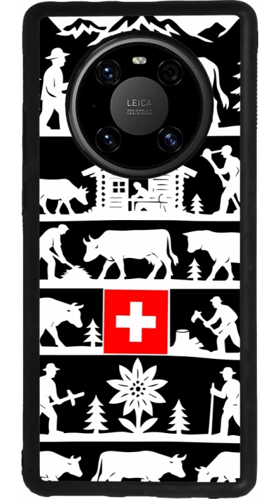 Coque Huawei Mate 40 Pro - Silicone rigide noir Poya Suisse 1 noir