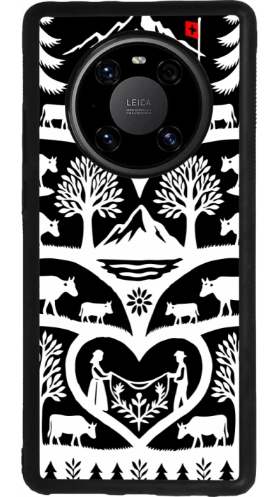Coque Huawei Mate 40 Pro - Silicone rigide noir Poya Suisse 2 noir