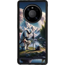 Huawei Mate 40 Pro Case Hülle - Silikon schwarz Samurai Katana Mond