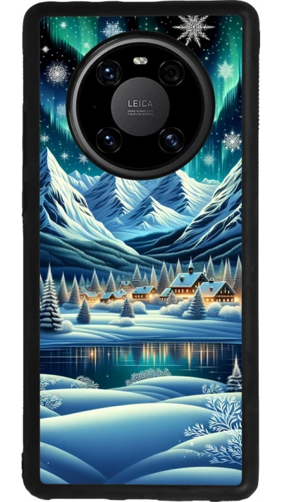 Coque Huawei Mate 40 Pro - Silicone rigide noir Snowy Mountain Village Lake night