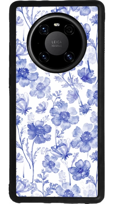 Coque Huawei Mate 40 Pro - Silicone rigide noir Spring 23 watercolor blue flowers