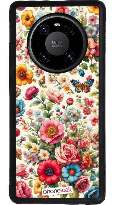 Coque Huawei Mate 40 Pro - Silicone rigide noir Spring 25 printemps fleuri