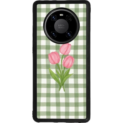 Coque Huawei Mate 40 Pro - Silicone rigide noir Green vichy tulips Spring 2026