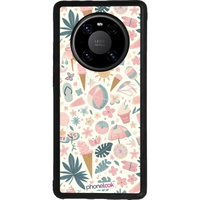 Huawei Mate 40 Pro Case Hülle - Silikon schwarz Sommer Pink Muster