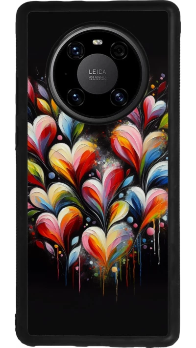 Coque Huawei Mate 40 Pro - Silicone rigide noir Valentine 2024 Coeur Noir Abstrait