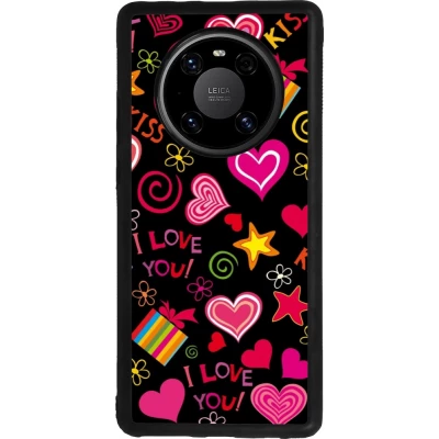 Coque Huawei Mate 40 Pro - Silicone rigide noir Valentine 2023 love symbols