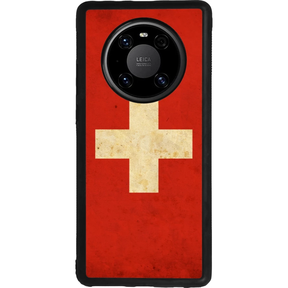Huawei Mate 40 Pro Case Hülle - Silikon schwarz Vintage Flag SWISS