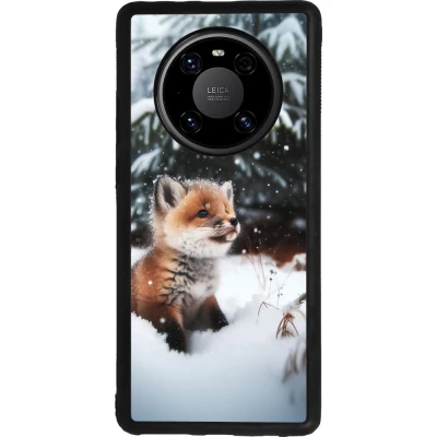 Coque Huawei Mate 40 Pro - Silicone rigide noir Noël 2023 Renardeau sapin