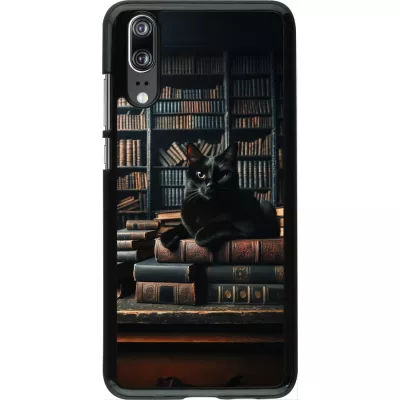 Huawei P20 Case Hülle - Katze Bücher dunkel