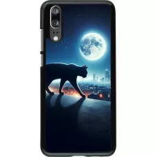 Huawei P20 Case Hülle - Schwarze Katze unter dem Vollmond