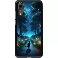 Huawei P20 Case Hülle - Schwarze Katze Spaziergang