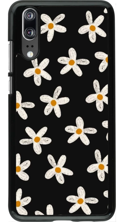 Huawei P20 Case Hülle - Easter 2024 white on black flower