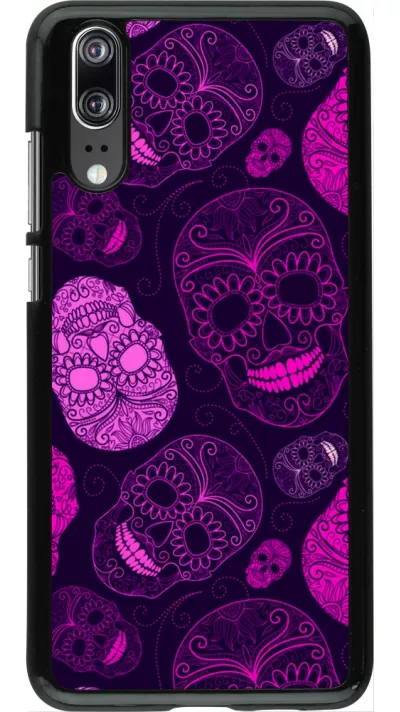 Huawei P20 Case Hülle - Halloween 2023 pink skulls