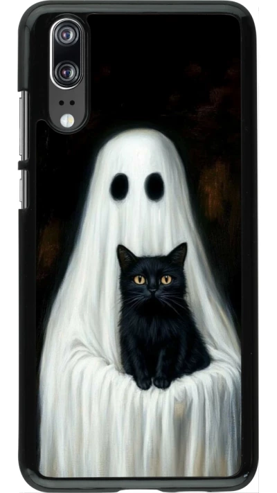 Huawei P20 Case Hülle - Halloween 2025 Ghost with black cat