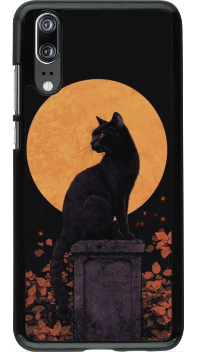 Huawei P20 Case Hülle - Halloween 2026 Cat Art Nouveau