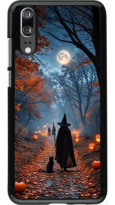 Huawei P20 Case Hülle - Halloween 2026 Witch with a cat