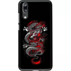 Huawei P20 Case Hülle - Japanese style Dragon Tattoo Red Black