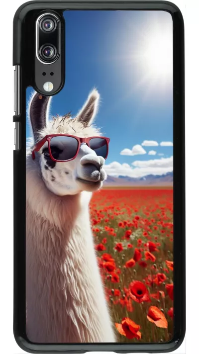 Huawei P20 Case Hülle - Lama Chic in Mohnblume