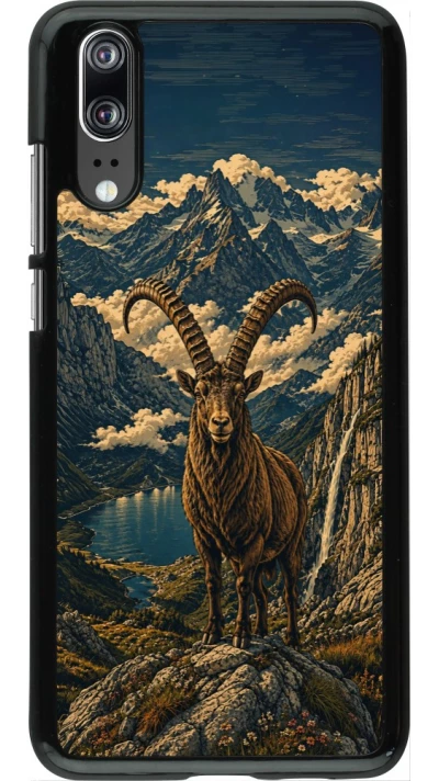 Coque Huawei P20 - Linocut Bouquetin