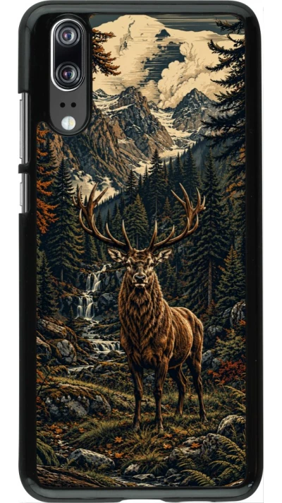 Coque Huawei P20 - Linocut Cerf