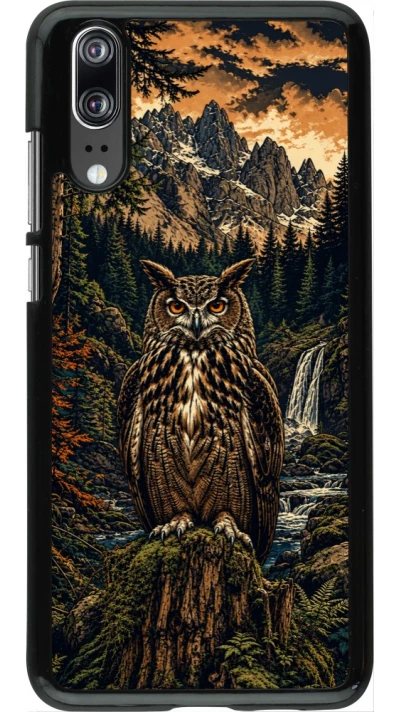 Coque Huawei P20 - Linocut Grand-Duc