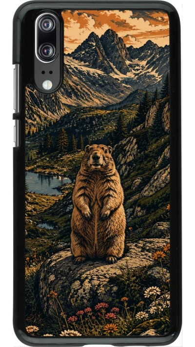 Coque Huawei P20 - Linocut Marmotte