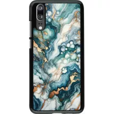 Huawei P20 Case Hülle - Grüner Blauer Goldener Marmor