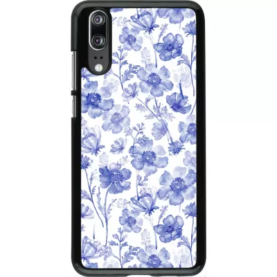 Huawei P20 Case Hülle - Spring 23 watercolor blue flowers