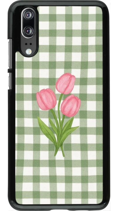 Huawei P20 Case Hülle - Green vichy tulips Spring 2026