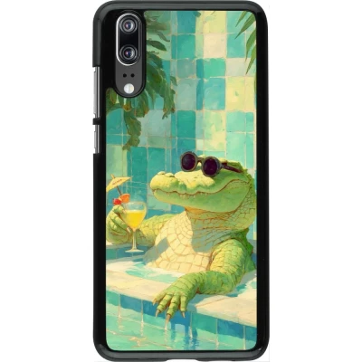 Coque Huawei P20 - Crocodile in the swimming pool Summer 2026