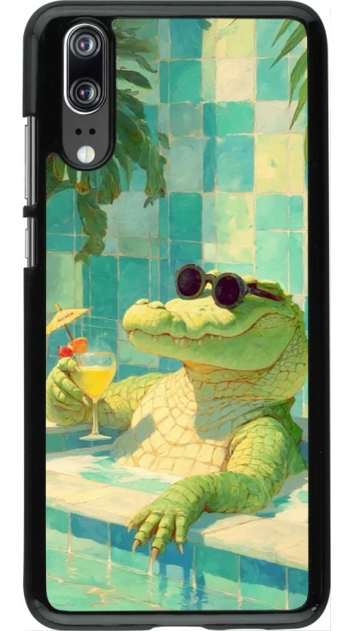 Coque Huawei P20 - Crocodile in the swimming pool Summer 2026