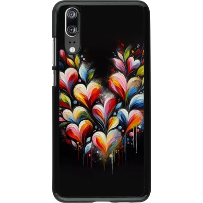 Coque Huawei P20 - Valentine 2024 Coeur Noir Abstrait