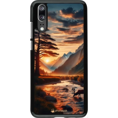 Coque Huawei P20 - Valley Sunset Deer Tree