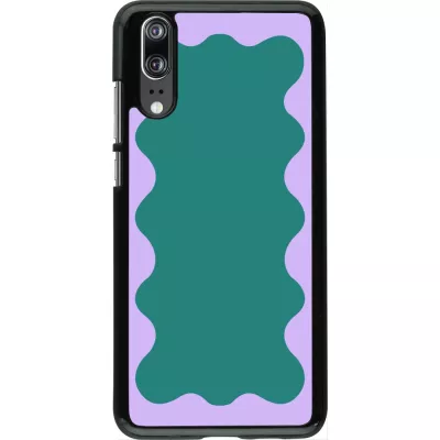Huawei P20 Case Hülle - Wavy Rectangle Green Purple