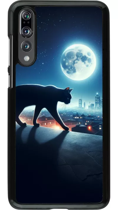 Huawei P20 Pro Case Hülle - Schwarze Katze unter dem Vollmond